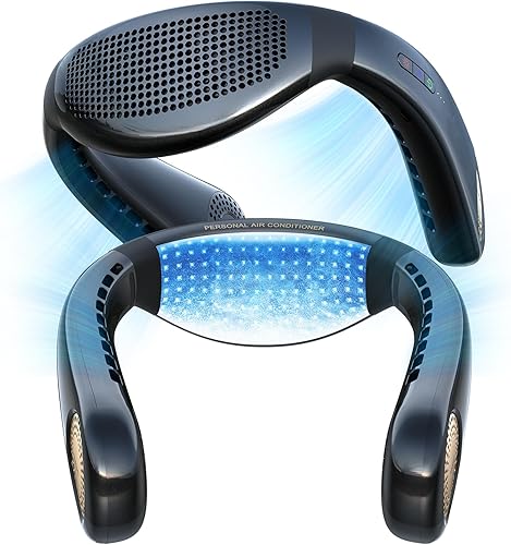 TORRAS COOLiFY Ventilador de cuello mejorado de aire acondicionado, flujo de aire superior e inferior, ventilador portátil de luz de 5000 Mah