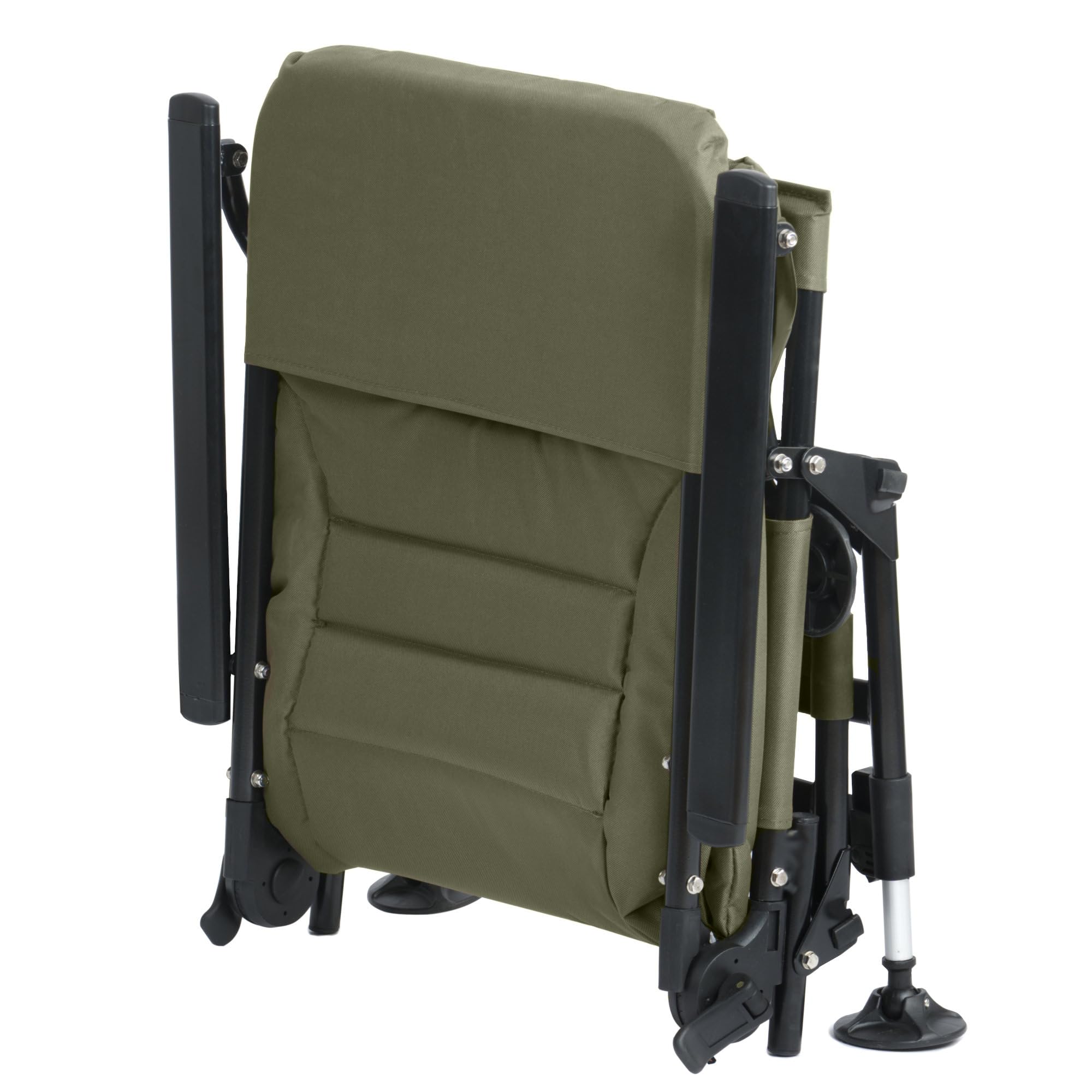 CampFeuer Angelstuhl Moosgrün/Schwarz | Höhenverstellbarer Campingstuhl | Faltbarer Karpfenstuhl | Outdoor Travelchair für Camping, Zelten, Angeln | Fischerstuhl klappbar, Carp Chair, Angelliege