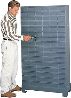 Durham 017-95 Prime Cold Rolled Steel Cabinet, 48 Drawer, 12-1/4" Length x 34-1/8" Width x 33-3/4" Height, Gray Powder Coat Finish