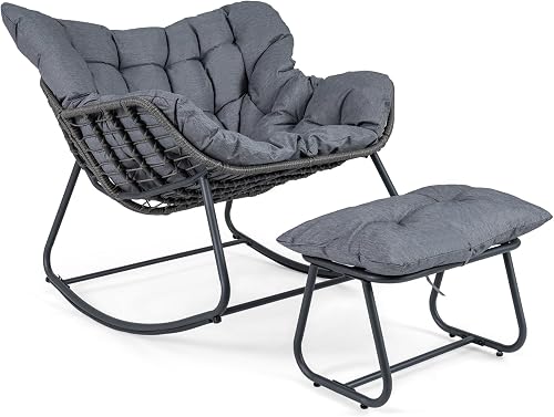 Fauteuil à Bascule Exterieur Interieur avec Repose-Pieds COSTWAY