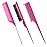 Patelai 3-Piece Styling Comb Set: Fluffy Brush, Rat Tail Comb, and Triple Back Combing Comb for Women (Rose Red)