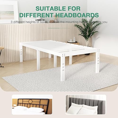 Miniatura 82 de Novilla - Base de cama matrimonial, plataforma de metal de 14 pulgadas, con espacio de almacenamiento debajo de la cama, soporte de listones de