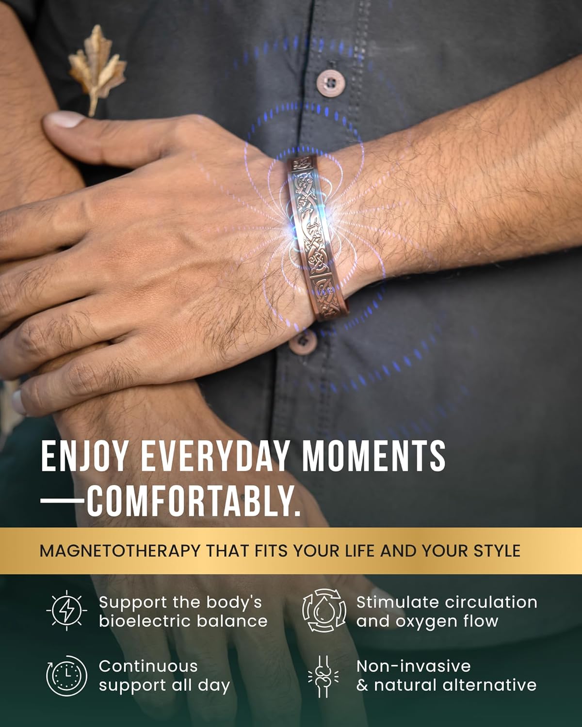 MagnetRX® Magnetic Copper Bracelets for Men – Effective 99.9% Pure Copper Bracelet for Men – Adjustable Copper Magnetic Bracelets (Viking) - Image 3