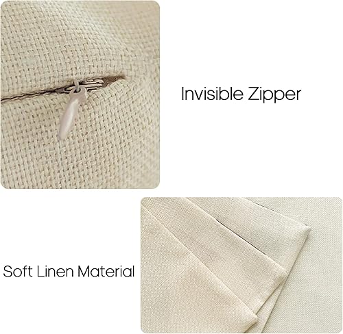 Miniatura 5 de YCOLL - Juego de 4 fundas de almohada de 18x18, moderna funda de cojín para sofá, funda de almohada decorativa de tela de lino para exteriores para