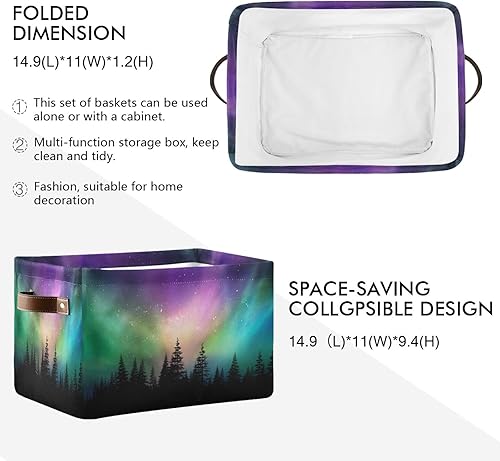 Miniatura 3 de AUUXVA Cesta de almacenamiento abstracta con patrón de teñido anudado, caja de almacenamiento de lona duradera plegable para juguetes, cesta