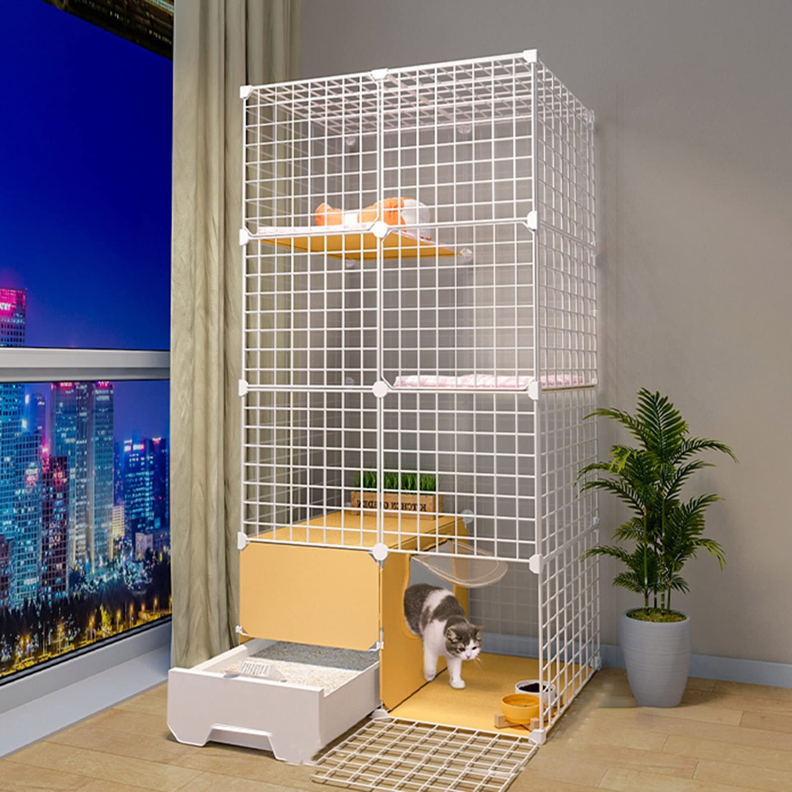 Niche pour chat modulable : résolvez le manque d'espace avec ce parc en fil de fer amovible