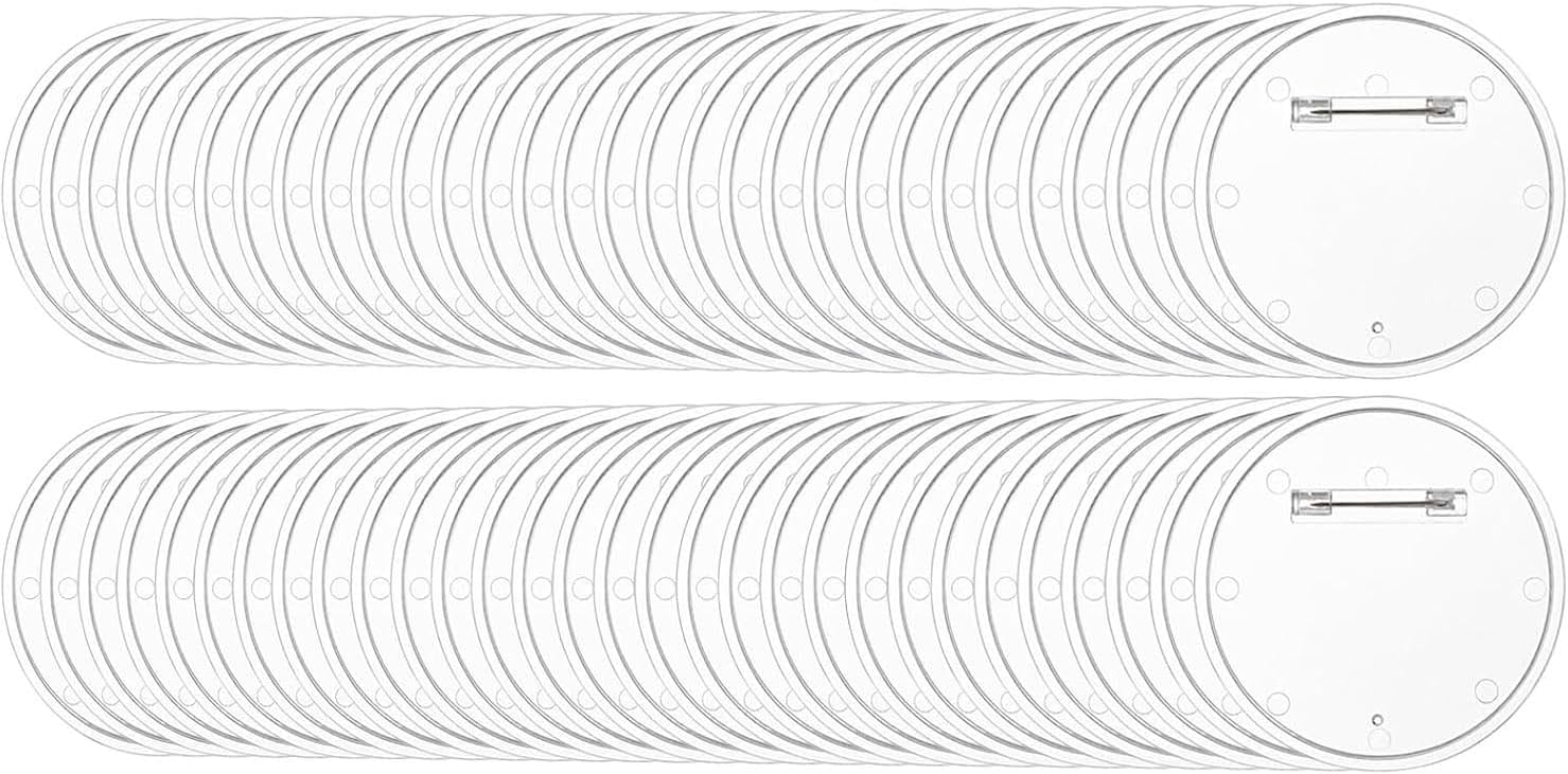 Clear Acrylic Design Buttons, 60 Packs, 2.4 Inch, Blank