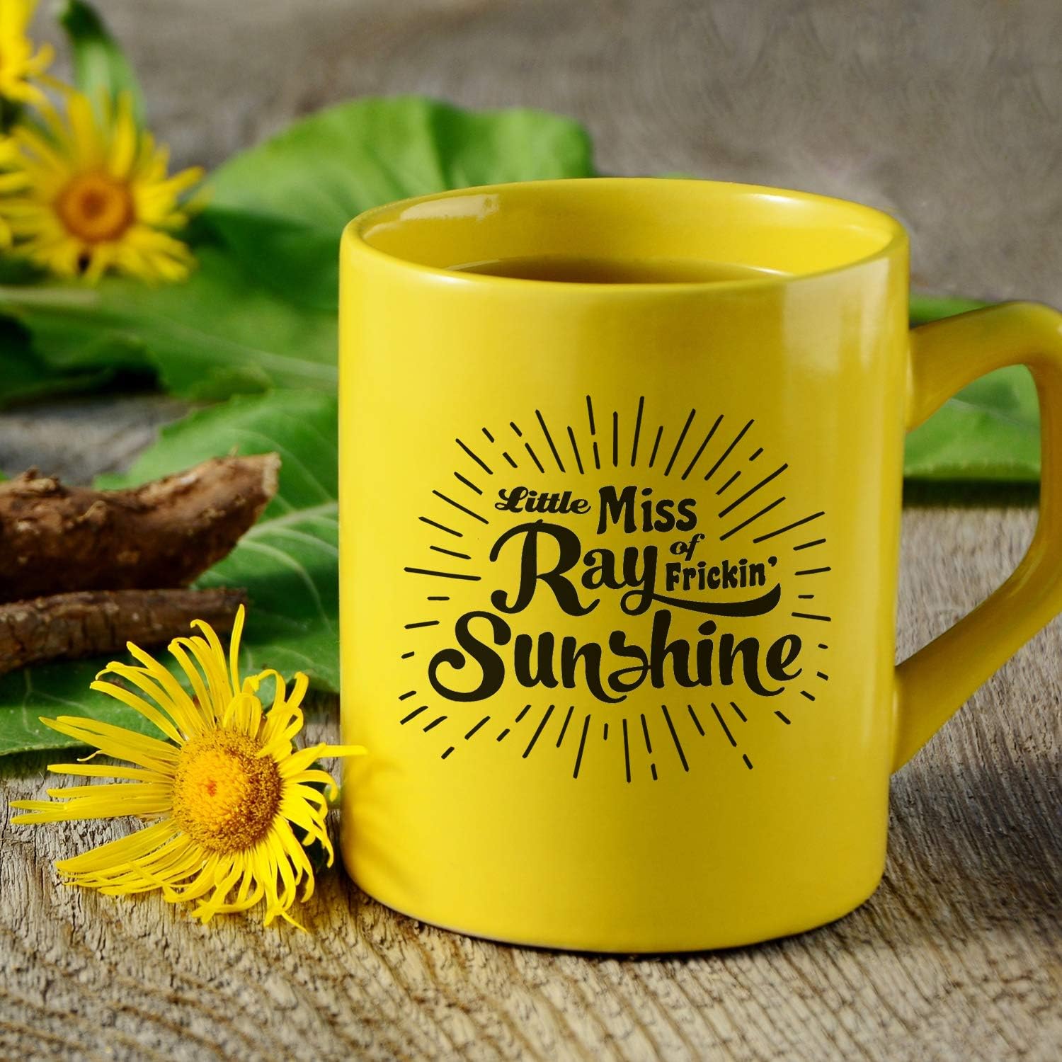 Canopy Street Little Miss Ray Of Frickin' Sunshine Mug/Bright Yellow Funny Gift Mug / 11 Ounce Sassy Ray Of Sunshine Coffee Cup