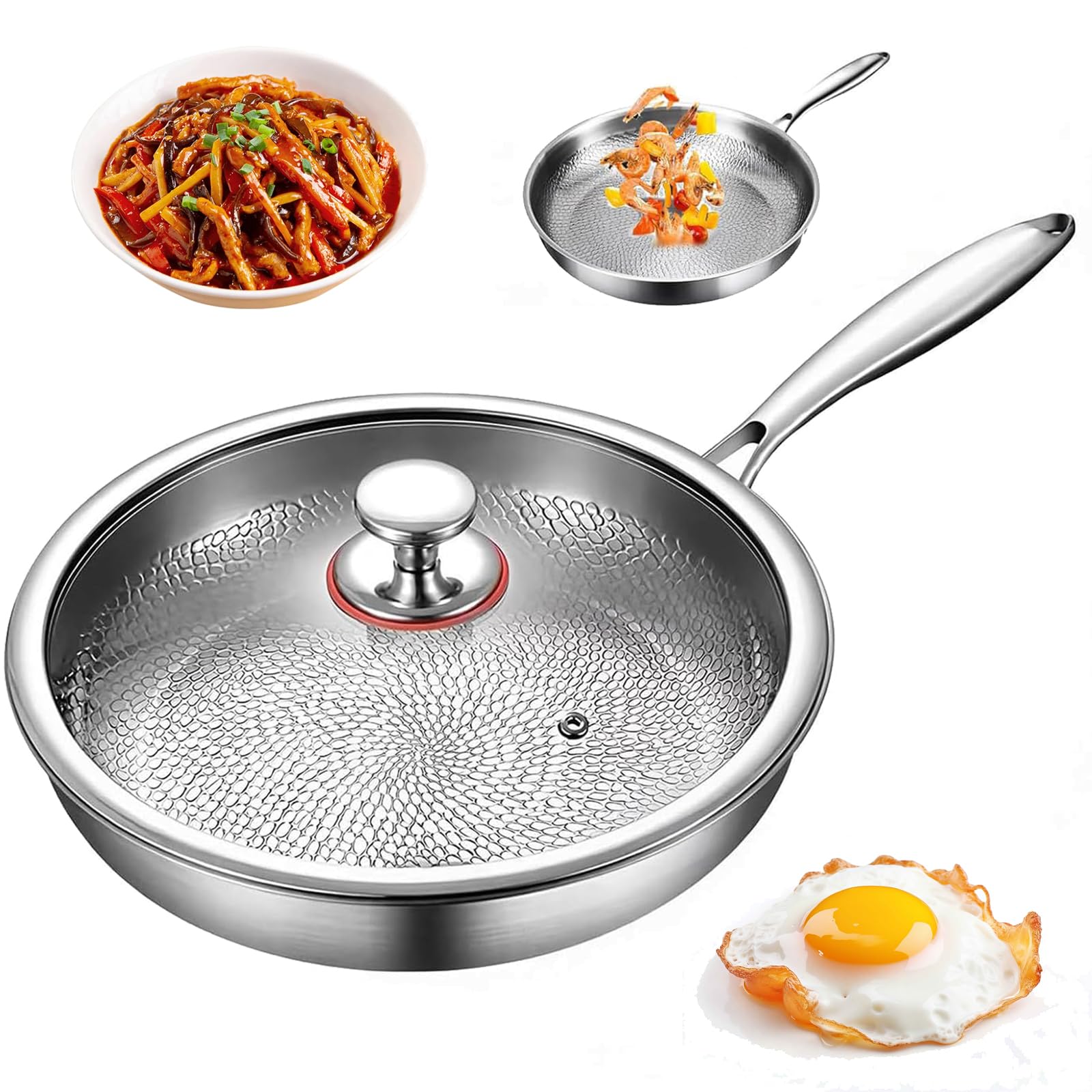 Poêle en titane martelée 26 cm avec couvercle pour induction et gaz
