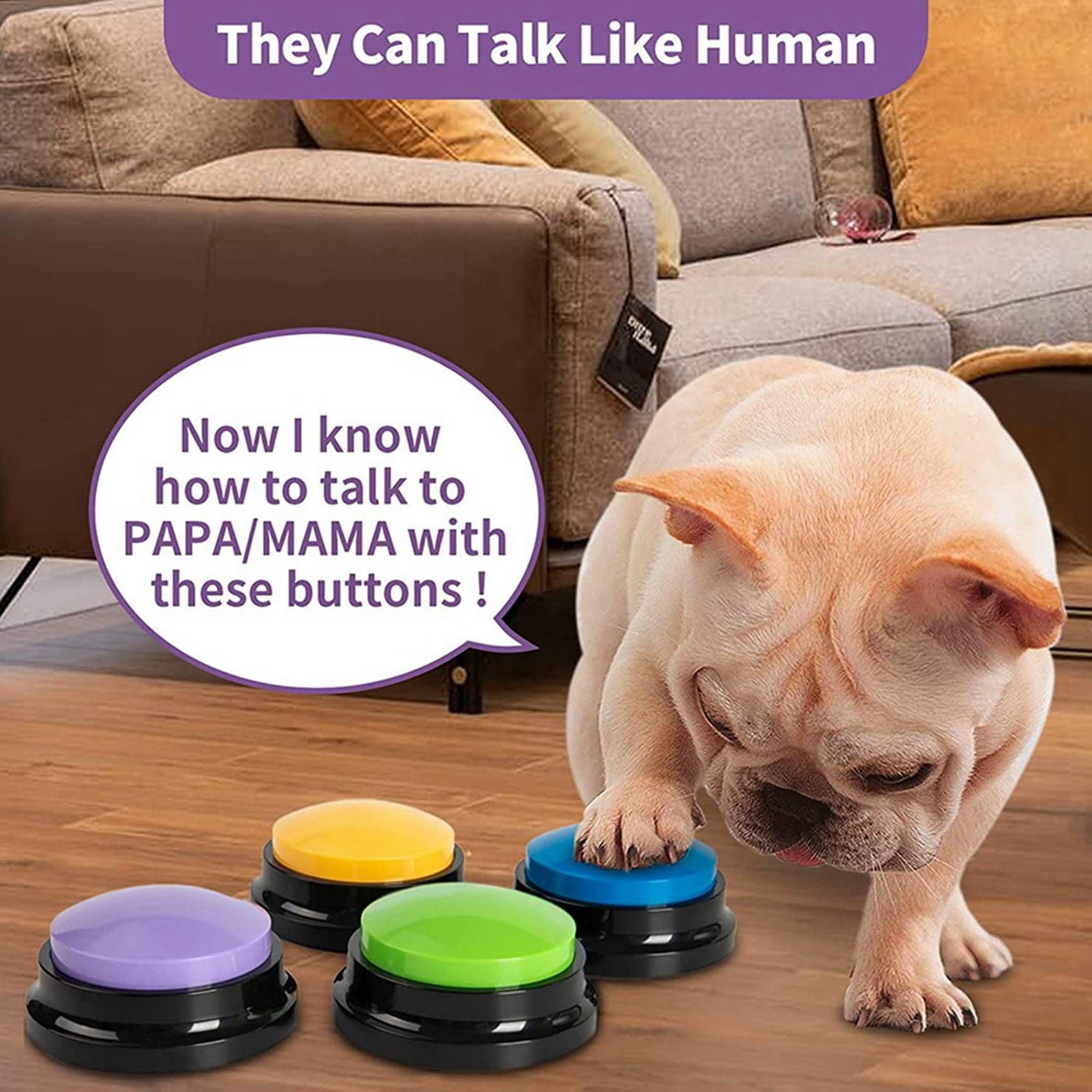 Botones Grabables para Perros, Botones para Perros para ComunicacióN Zumbador de Entrenamiento de Mascotas, Juego de Botones Parlantes para Perros, Regalo Divertido, 12 Piezas