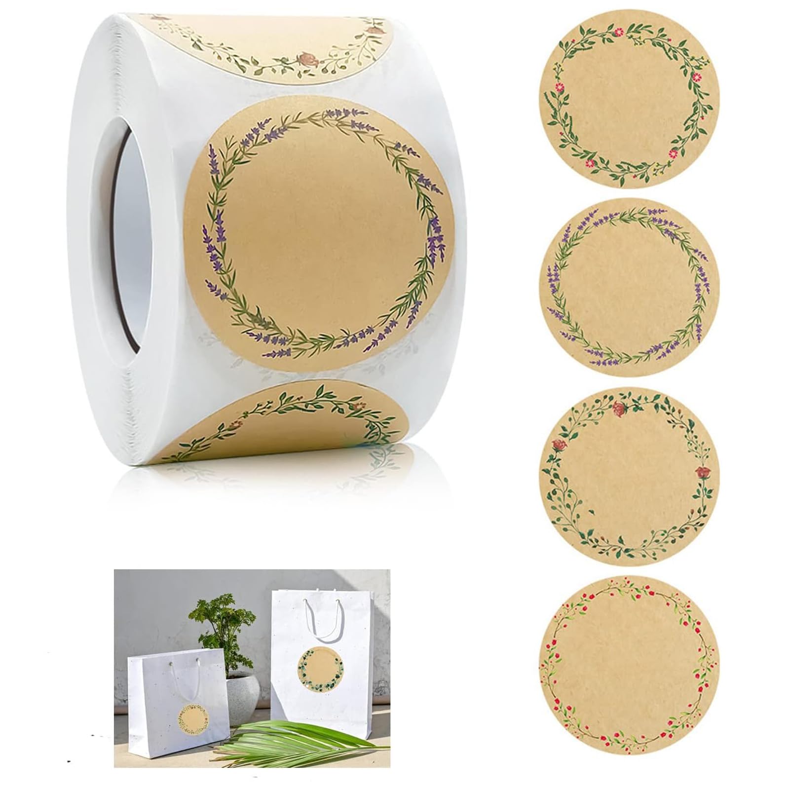 2Roll Total 1000pcs Jam Jar Stickers,Gift Tag Labels 5cm/2in Round Self Adhesive jar Labels for for Jams Glass Spice, Baking, Gift Bags, Bottles, Kitchen Envelope, Wedding (B)