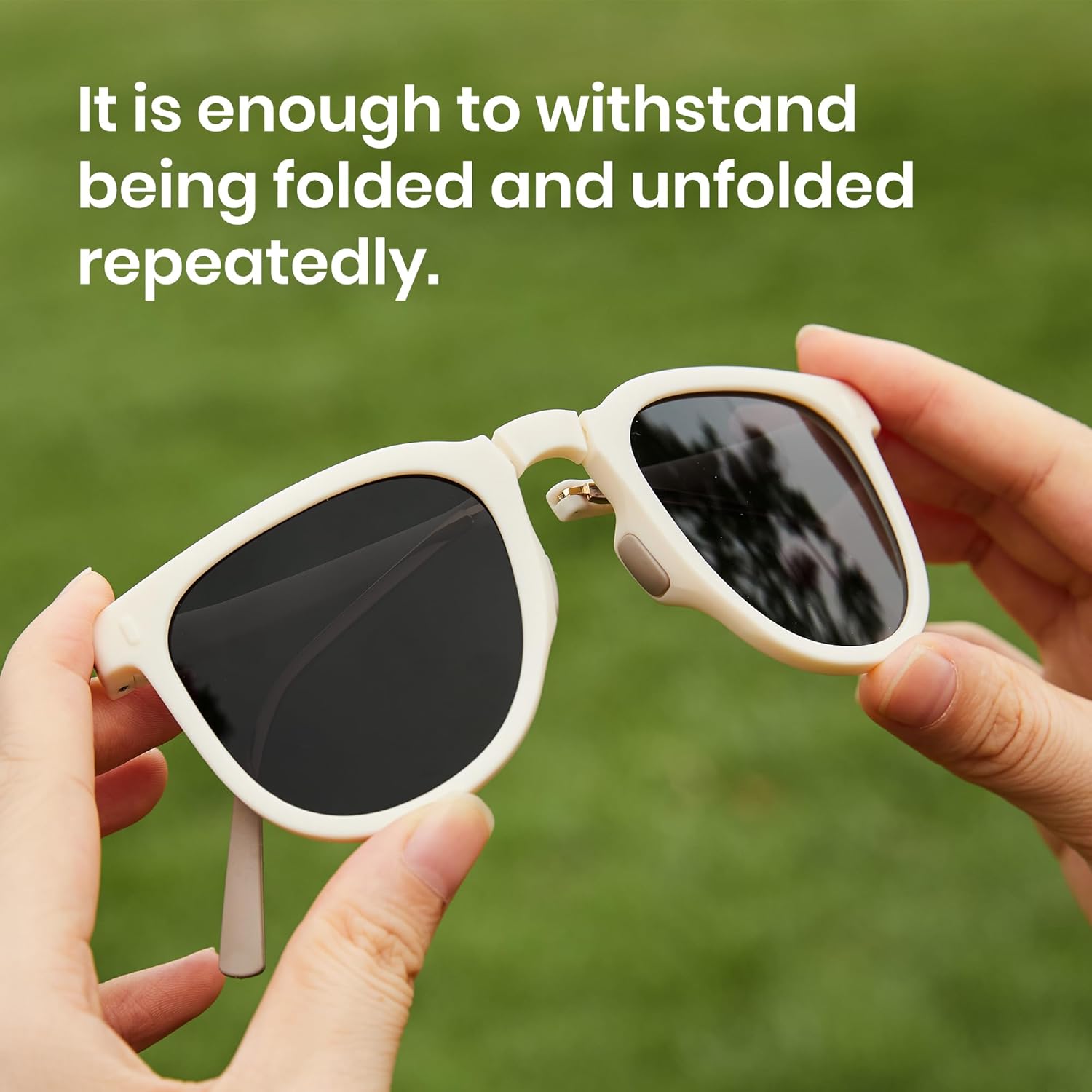 Cyxus Round Folding Sunglasses Cat Eye Sunglasses Women Men Uv400 Protection Anti Glare TR90 Ultralight Foldable - Image 6