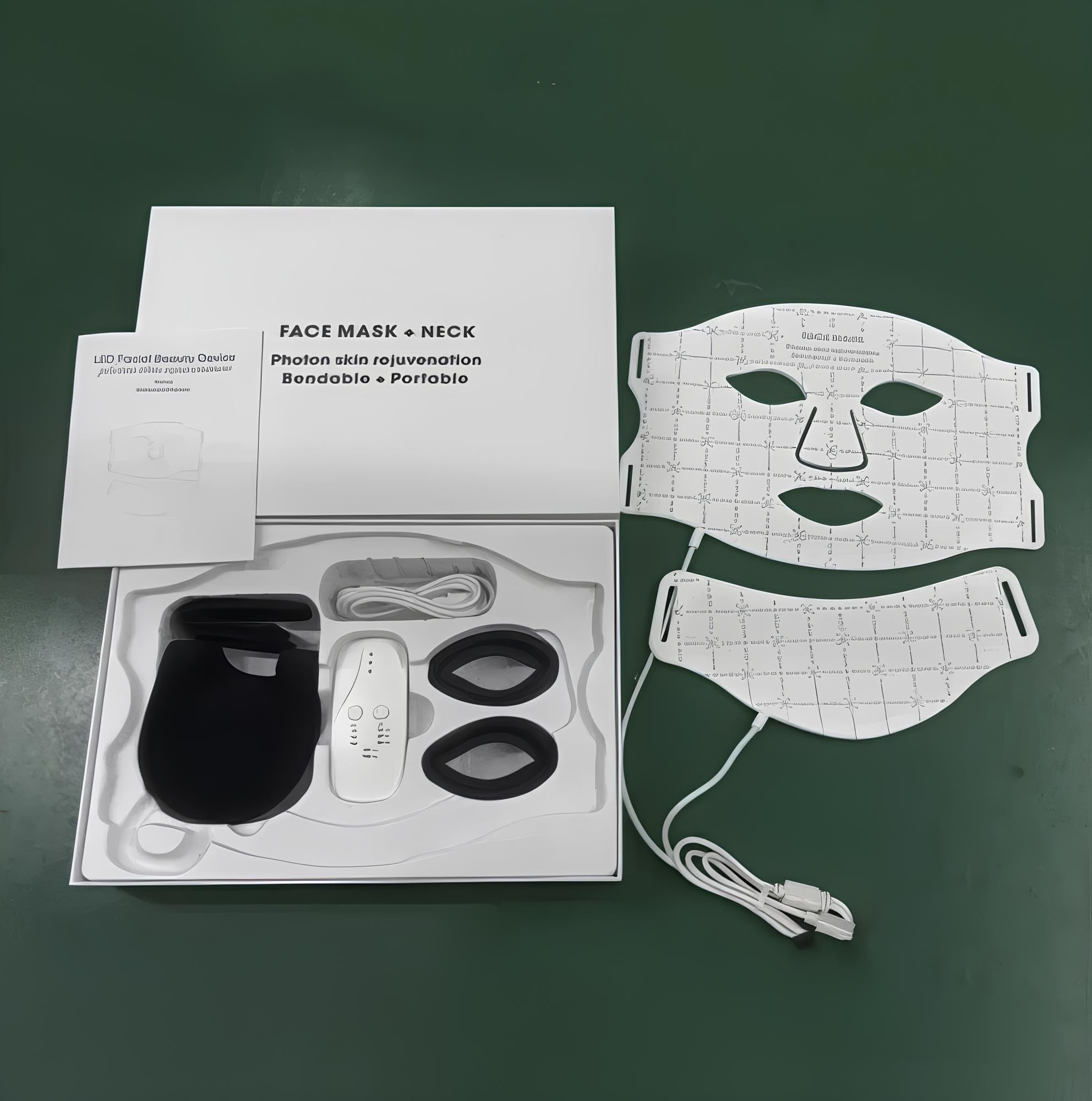 Appareil de massage LED pour le visage et le cou avec 7 couleurs de lumière thérapeutique