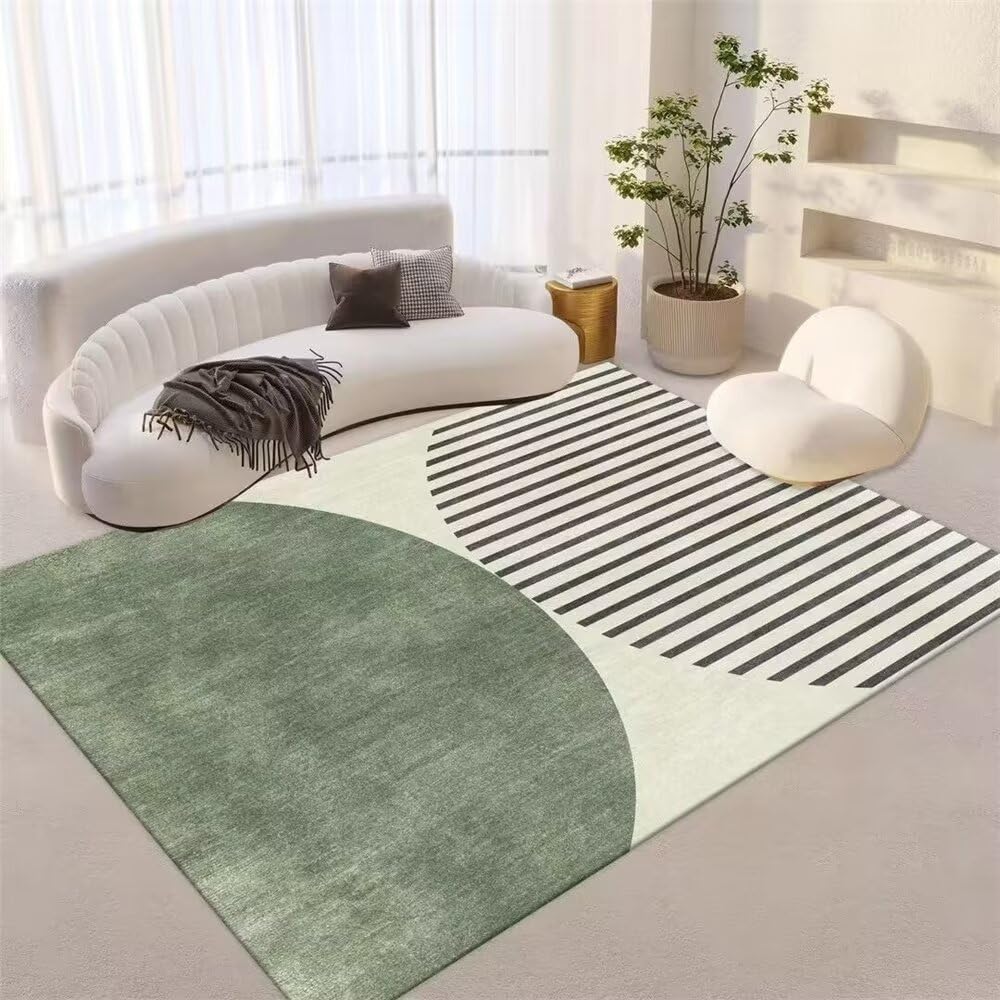 Alfombras infantiles 160x230cm modernas y alfombra dormitorio juvenil verde de rayas