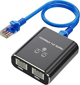スイッチングハブ LAN ハブ 1入力2出力 LANケーブル付き(1.5m
