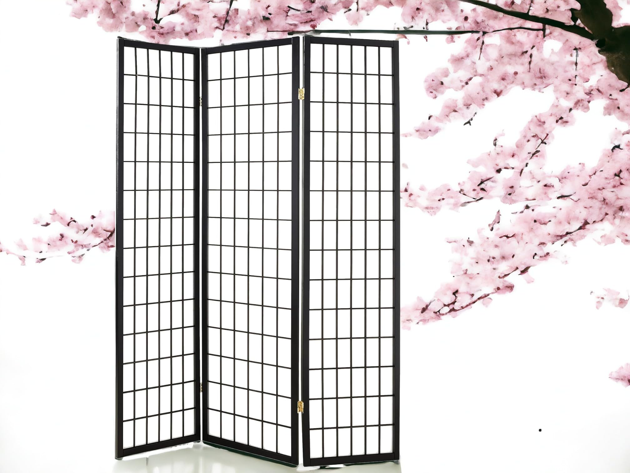 3 Panels Room Divider Privacy Screen Shoji Divider 6ft High Japanese Style Privicy Room Divider (Black, 3 Panels)