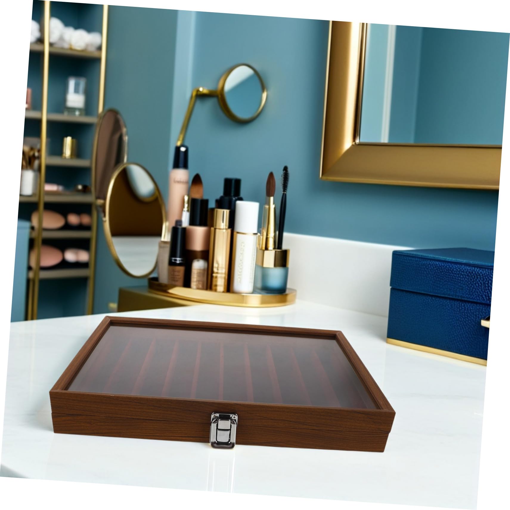 Gatuida vitrina de coleccionables Joyero contenedor de almacenamiento de joyas Dark Brown