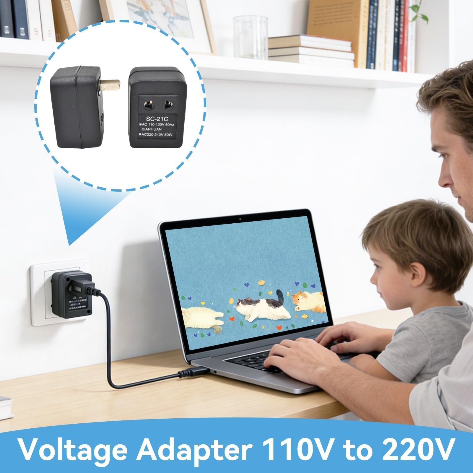Convertidor De Voltaje De Potencia 110 V a 220 V, 5 W Adaptador De Enchufe De la UE, Convertidor Ascendente/Transformador De Vatios para Viajes, 2,56 X 1,77 X 1,57 Pulgadas — view 2