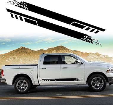 RUIANTE Car Body Door Side Auto Long Stripes Vinyl Decal Mountains Graphic Stickers Decal Racing Decoration for Car Pickup Trucks SUV Camper Trailer Universal 2pcs Black