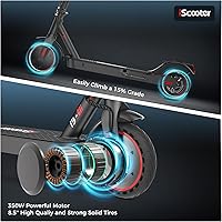 Vista 5 de iScooter Patinete eléctrico, rango de 25/22/18 millas, velocidad máxima de 25/19/15.6 MPH, 800W/500W/350W Scooter eléctrico plegable con sistemas