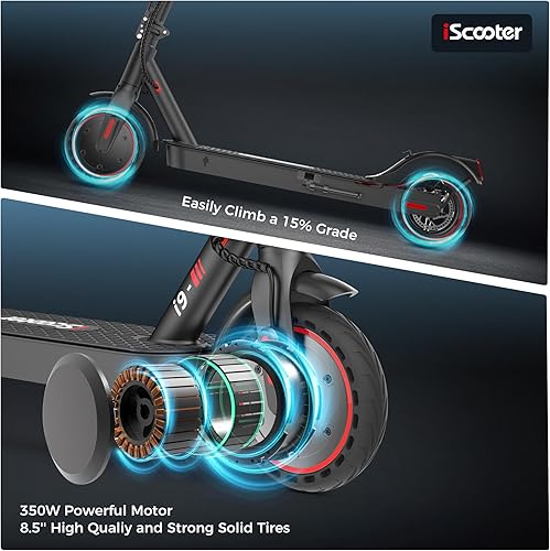Miniatura 5 de iScooter Patinete eléctrico, rango de 25/22/18 millas, velocidad máxima de 25/19/15.6 MPH, 800W/500W/350W Scooter eléctrico plegable con sistemas