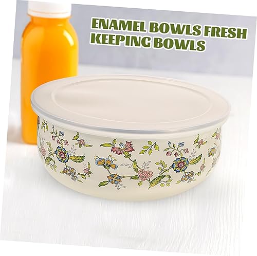 Miniatura 8 de BESTOYARD 5 unidades de esmalte esmaltado recipiente para ensalada, cuenco para servir tazón de mezcla de esmalte para hornear, cuencos de frutas