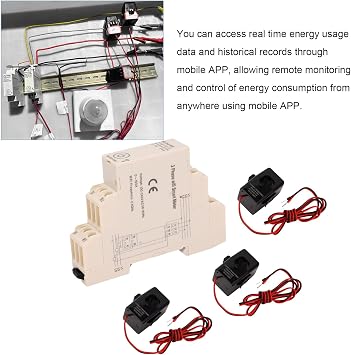 LiebeWH Power Meter Smart WiFi Energy Monitor 3 Phase with 100A Current Sensors APP Remote Control for Home and Industrial Use