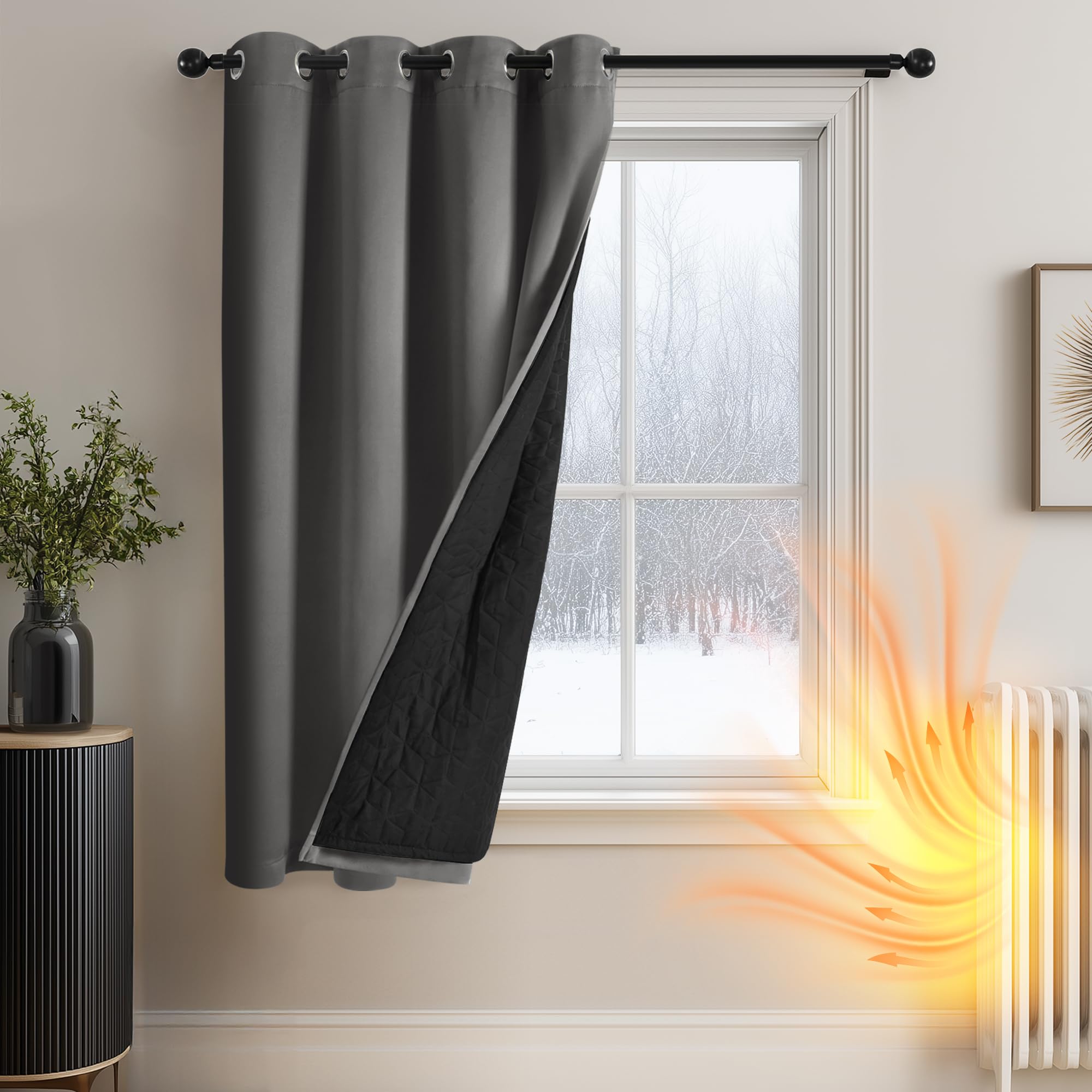 Deconovo Cortinas Opacas con Ojales, Cortinas térmicas y Resistentes al frío, Cortinas separadoras de ambientes, 132×160 CM, Gris Claro Global Recycled Standard Global Recycled Standard OEKO-TEX STANDARD 100 Global Recycled Standard