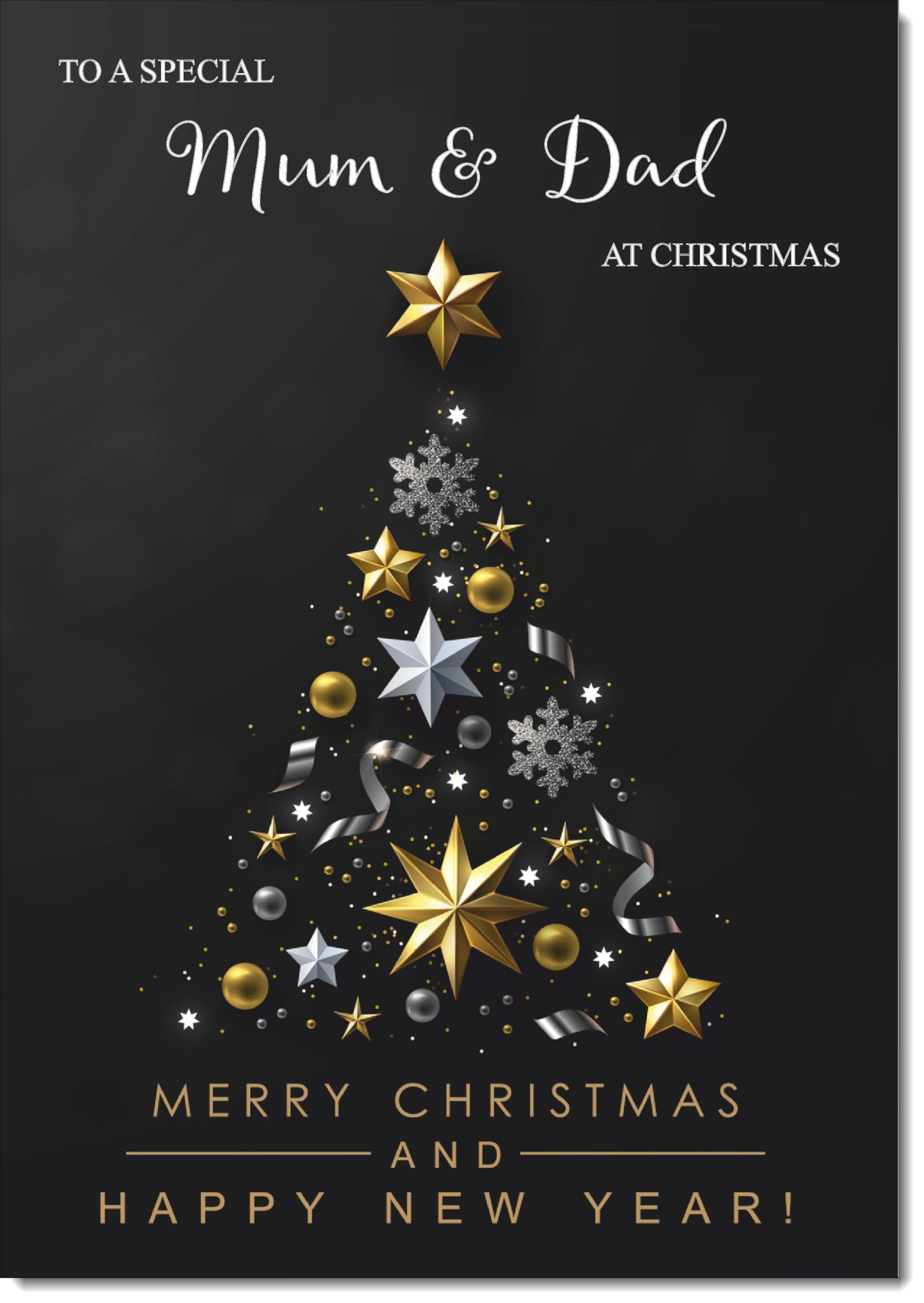 doodlecards Mum and Dad Christmas Card Black Abstract Christmas Tree Large A4 Size Christmas Card for Mum & Dad with Plain Envelope — image 1