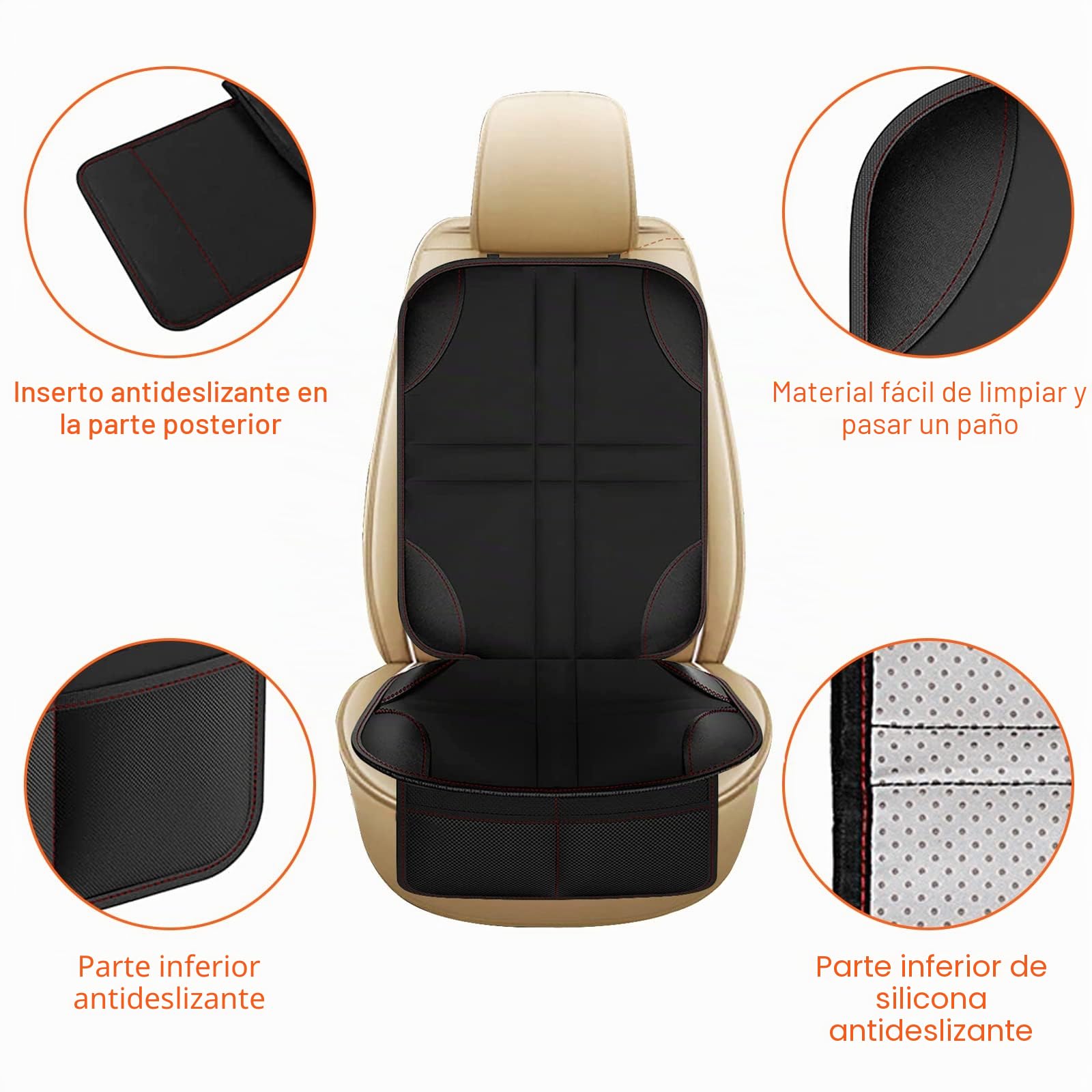 GreHom 2 Piezas Protector Asiento Coche Silla, Universal Funda Coche Asiento Compatible con Organizador Bolsillos, Antideslizante Impermeable Protector Seguro para Asiento Infantil