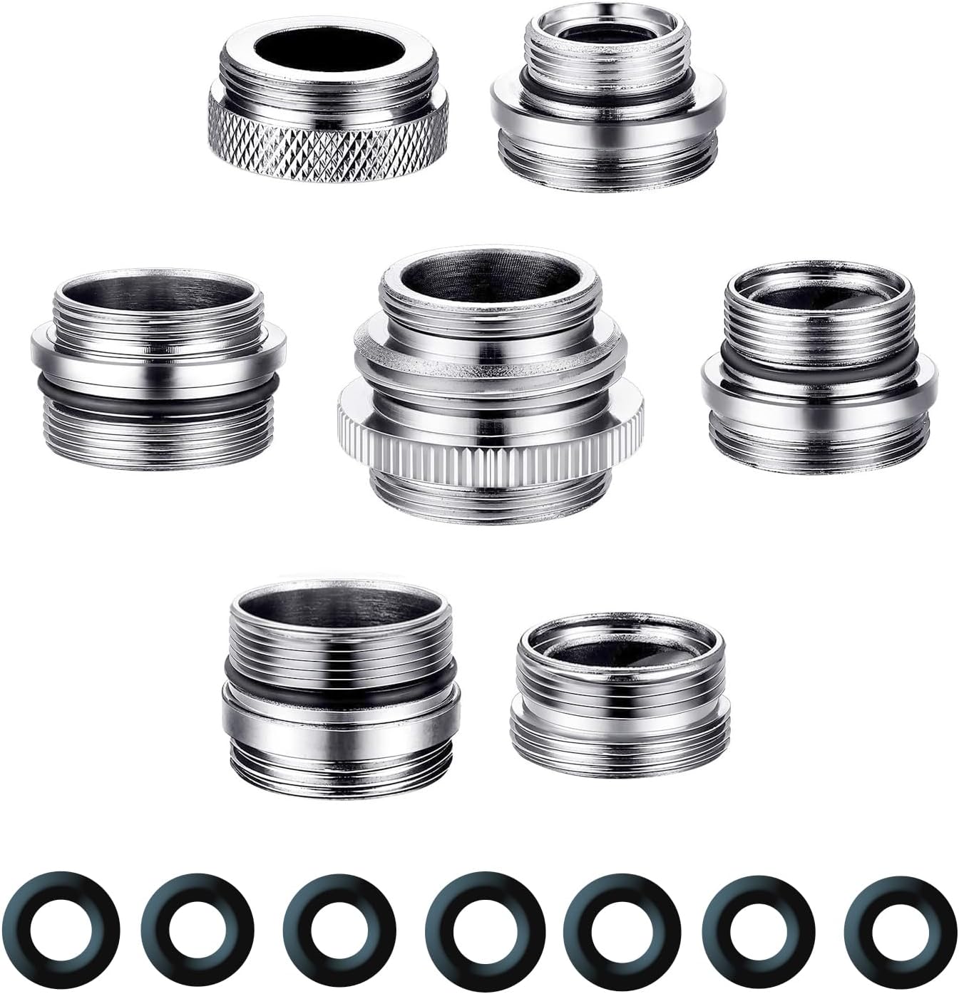 7 Piece Faucet Adapter Kits, Kitchen Brass Male & Female Aerator Adapters for Water Filter, Standard Hose，Garden Hose via Diverter