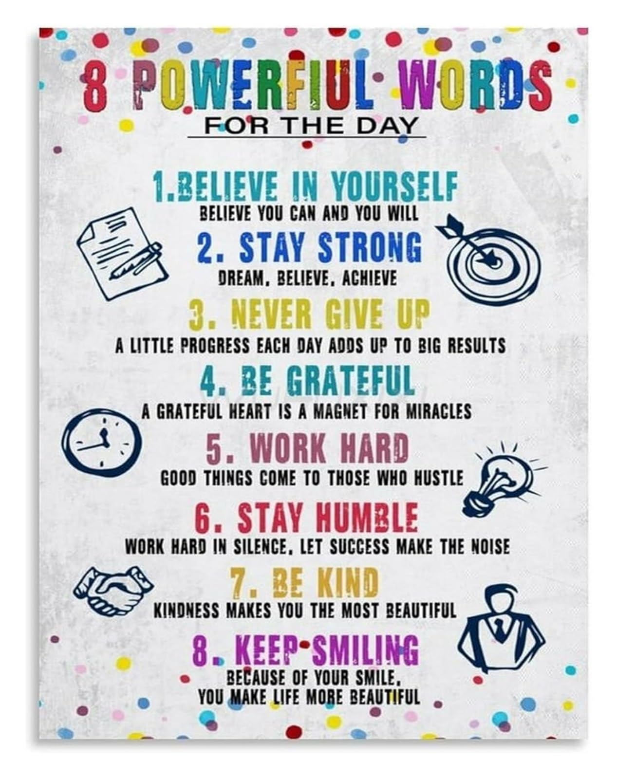 HGETJOHXEM 8 Powerful Words Daily Affirmations Motivational Canvas Poster for Home Office Focus(Unframed,12x18inch(30x45cm))
