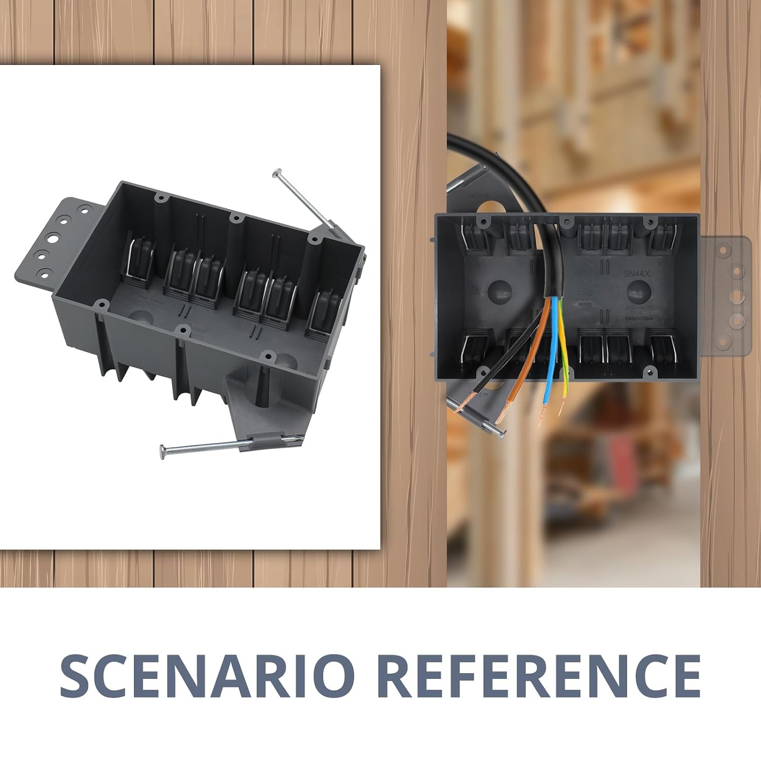 3-Pack 3-Gang 44 cu. in. New Work Electrical Box, Living Hinges & Captive Nails, ETL Listed to UL514C & UL263, 2-Hour Fire Rated, PVC Nail-On Outlet Box, Grey