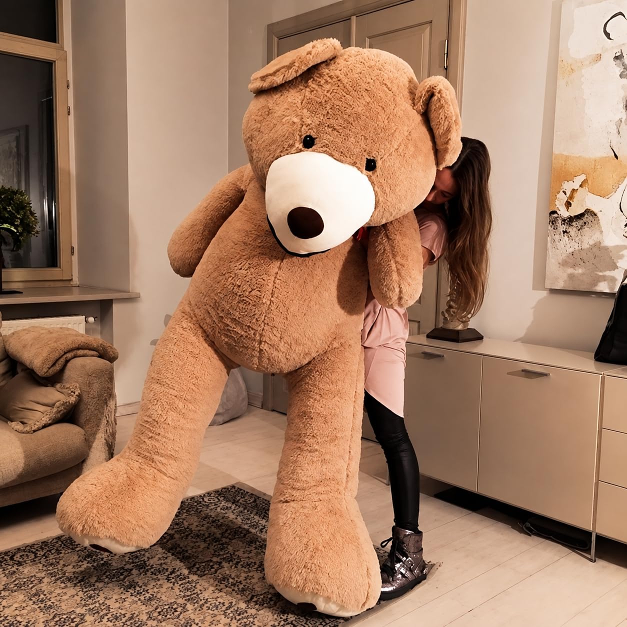 MAKOSAS MKS Orso di Peluche Gigante 200 cm, Orsacchiotto XXL Morbido con Cerniera Resistente, in Soffice Poliestere Ipoallergenico, Peluche Grande da Abbracciare
