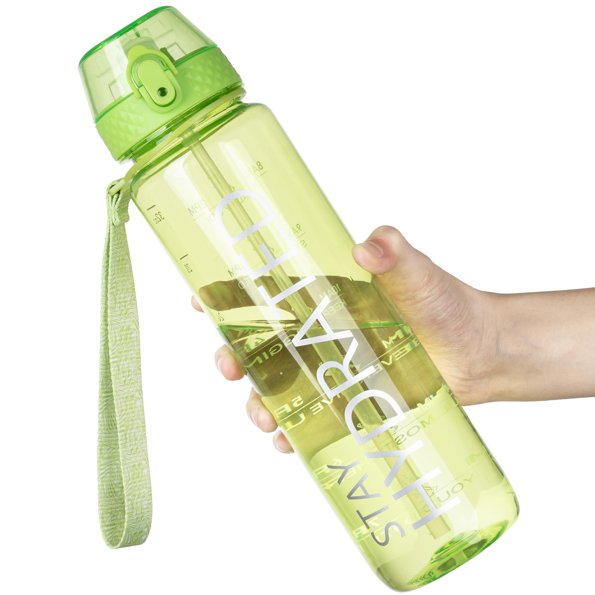OLDLEY 1L Sports Water Bottle with Straw, Tritan 1 Litre Motivational Drink Bottle