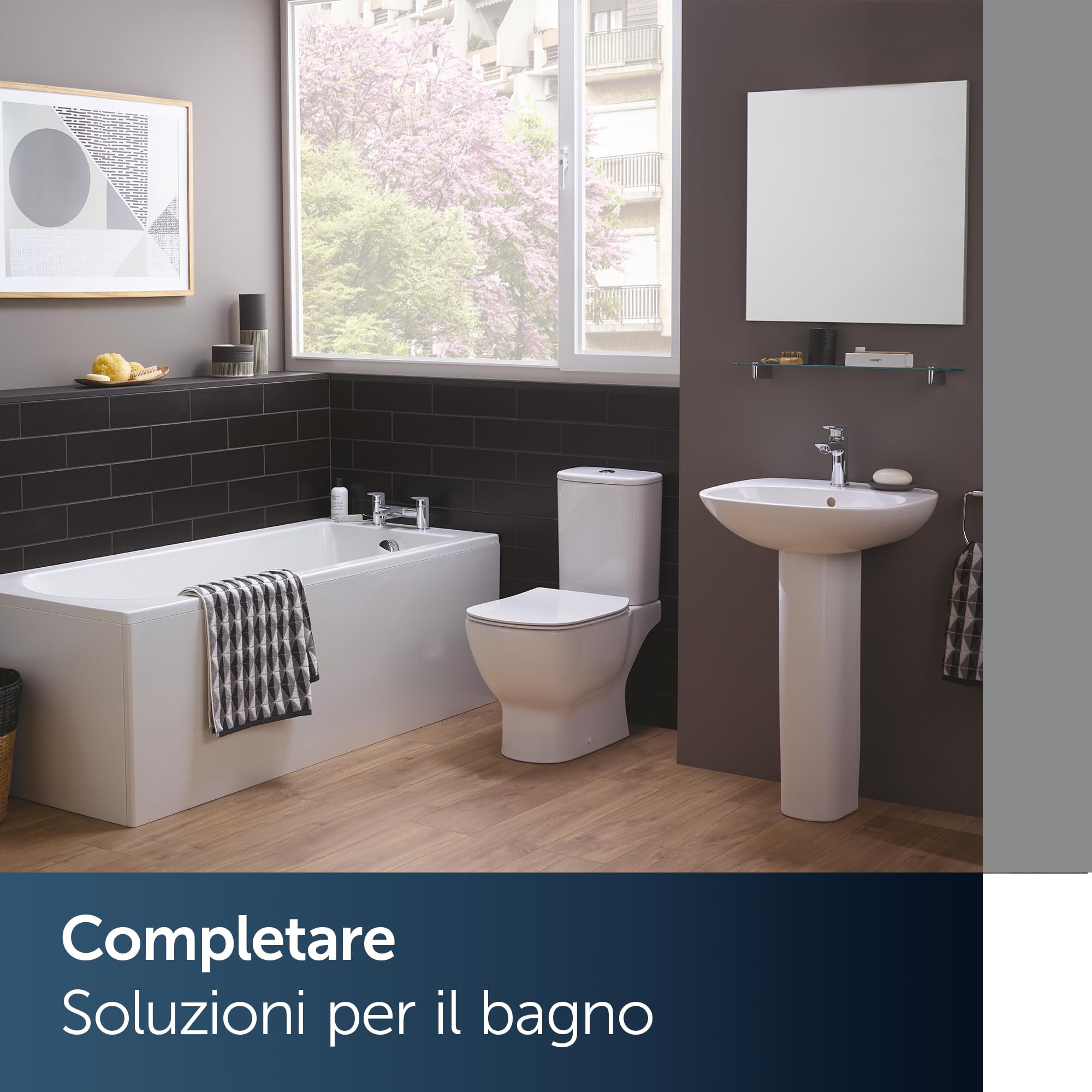 Ideal Standard Tesi sedile per WC con forma a D sottile – Bianco (Alpin) | con funzione di sgancio rapido per una facile pulizia, in robusto duroplast – Bianco (370x450x45 mm)