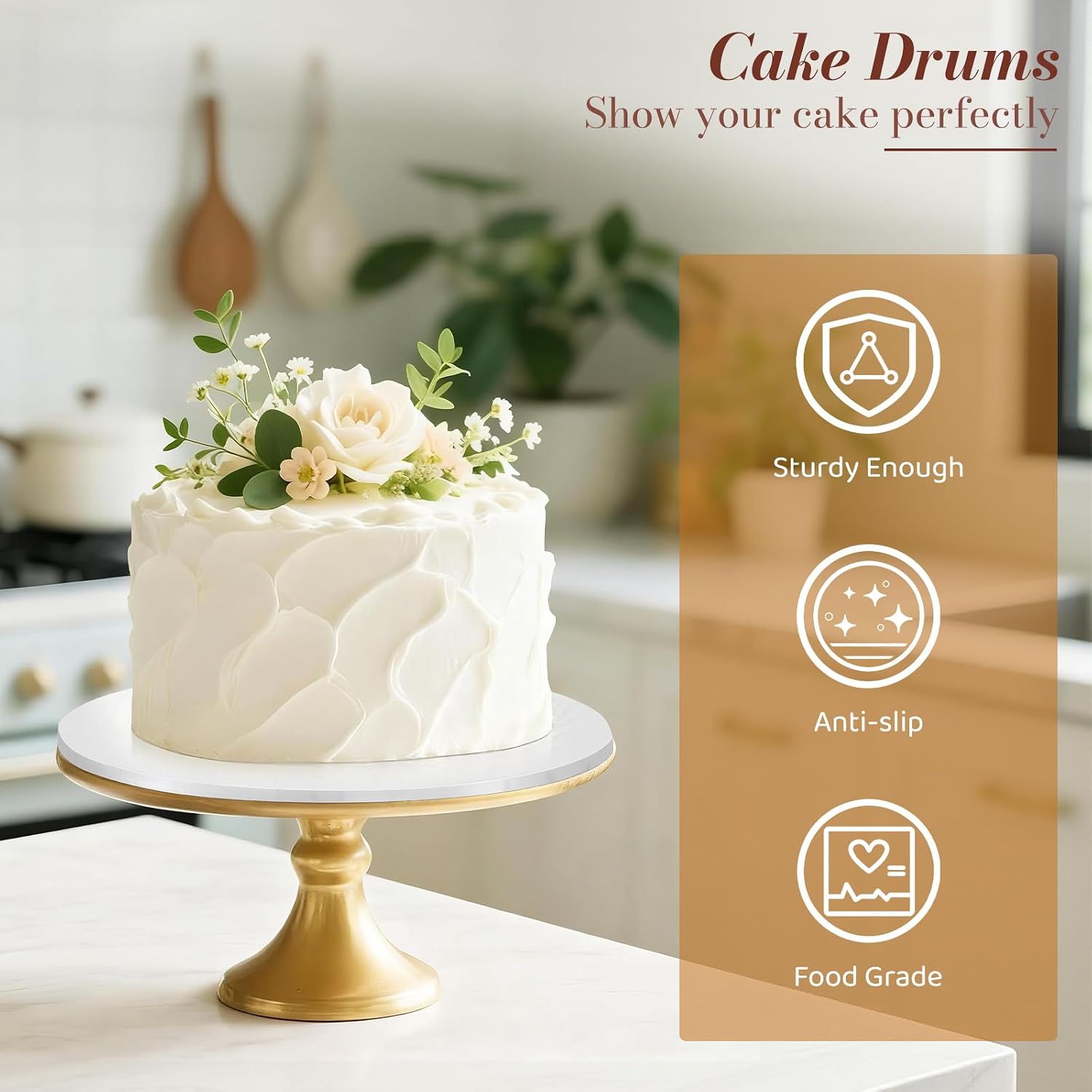 14 PCS Cake Boards 12 Inch Round, 12 Inch Cake Drums, 1/4" Thick Cake Drum, Cake Board Food Grade Cake Base