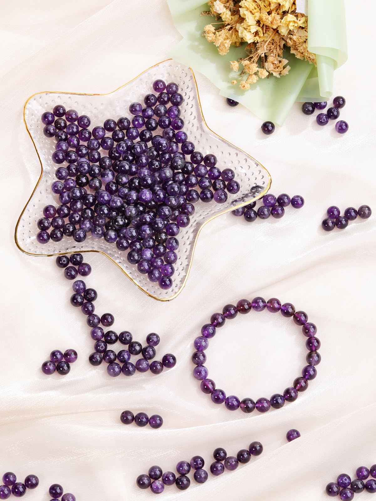 CrystalTears 8mm Amethyst Crystal Beads 96pcs Round Purple Healing Stone for Jewellery Making Bracelet, Necklace, Earrings - Image 2