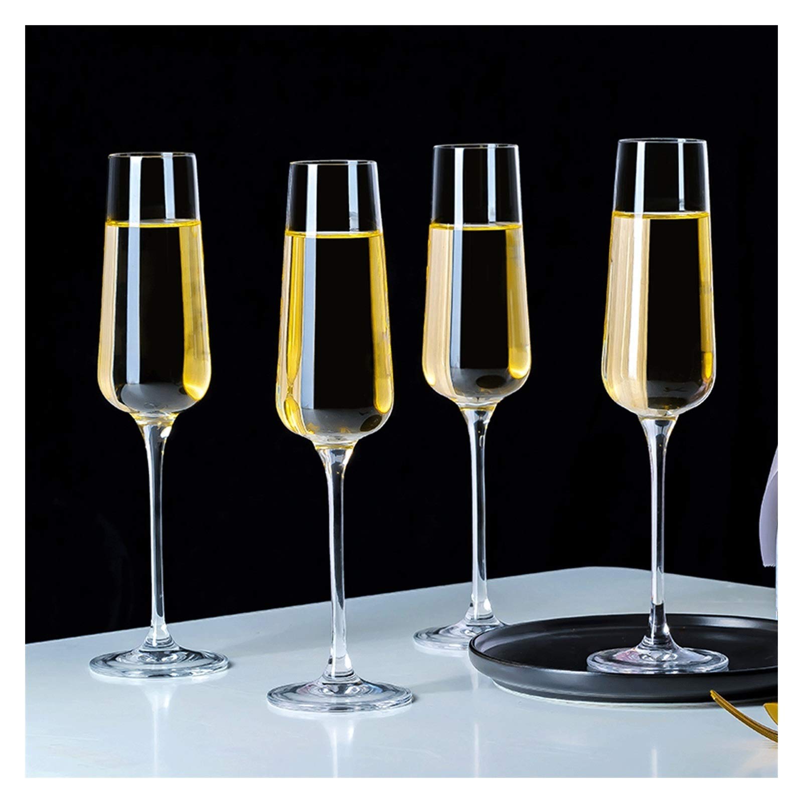 Champagnerkelche 4 Kristall-Champagnergläser – 200 ml, bleifreies Kristall, einteiliges Formteil, kristallklar, elegant und schön, spülmaschinenfest. Schaumweingläser