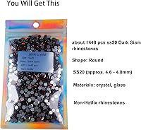 Vista 19 de Genie Crystal ss34 Red Glass Rhinestones 288 Pcs, 7.0 mm Big Light Siam Flatback Rhinestone, Diamond Cut Gems for Crafts, Face Mask, Makeup