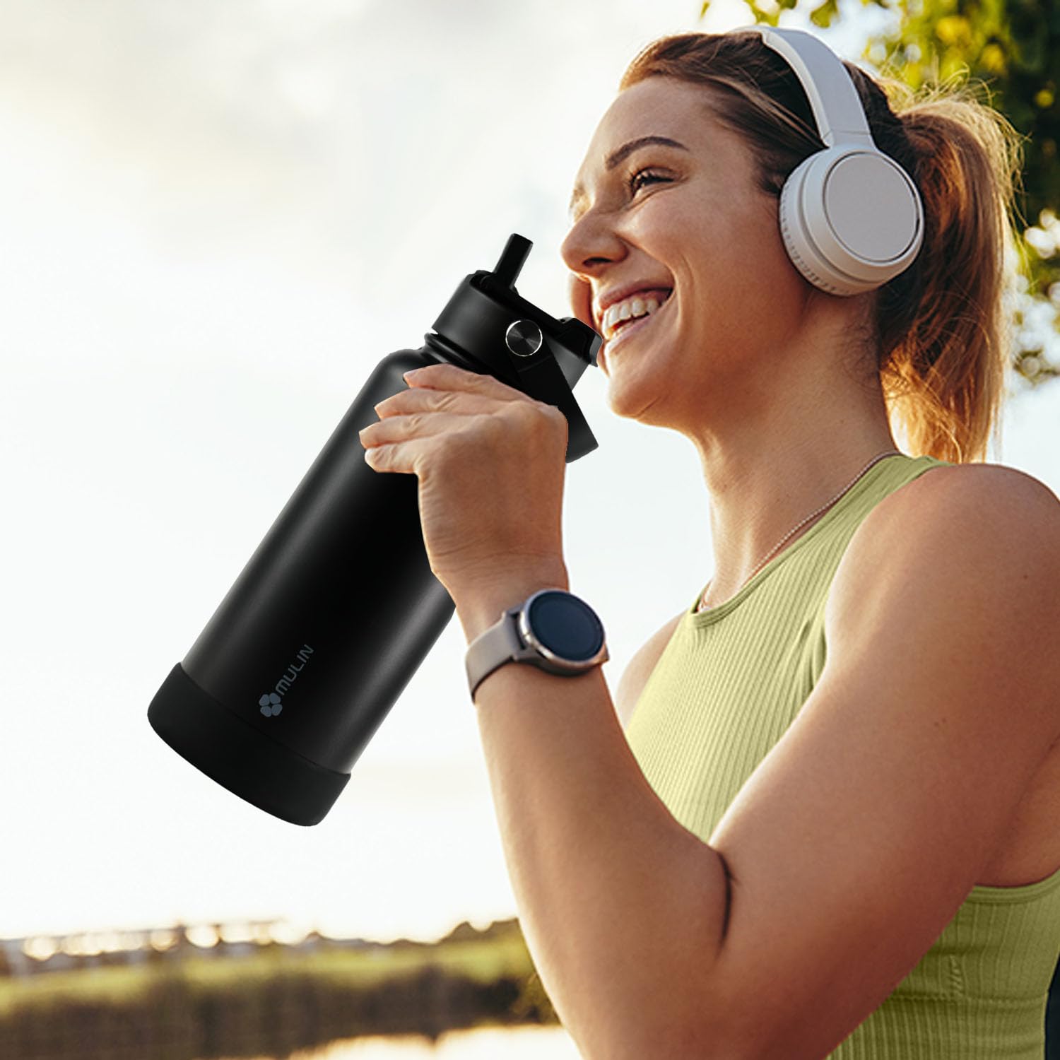 Borraccia Termica MU LIN 1 Litro - Bottiglia Isolata Con Cannuccia Per Sport E Outdoor - Foto 9