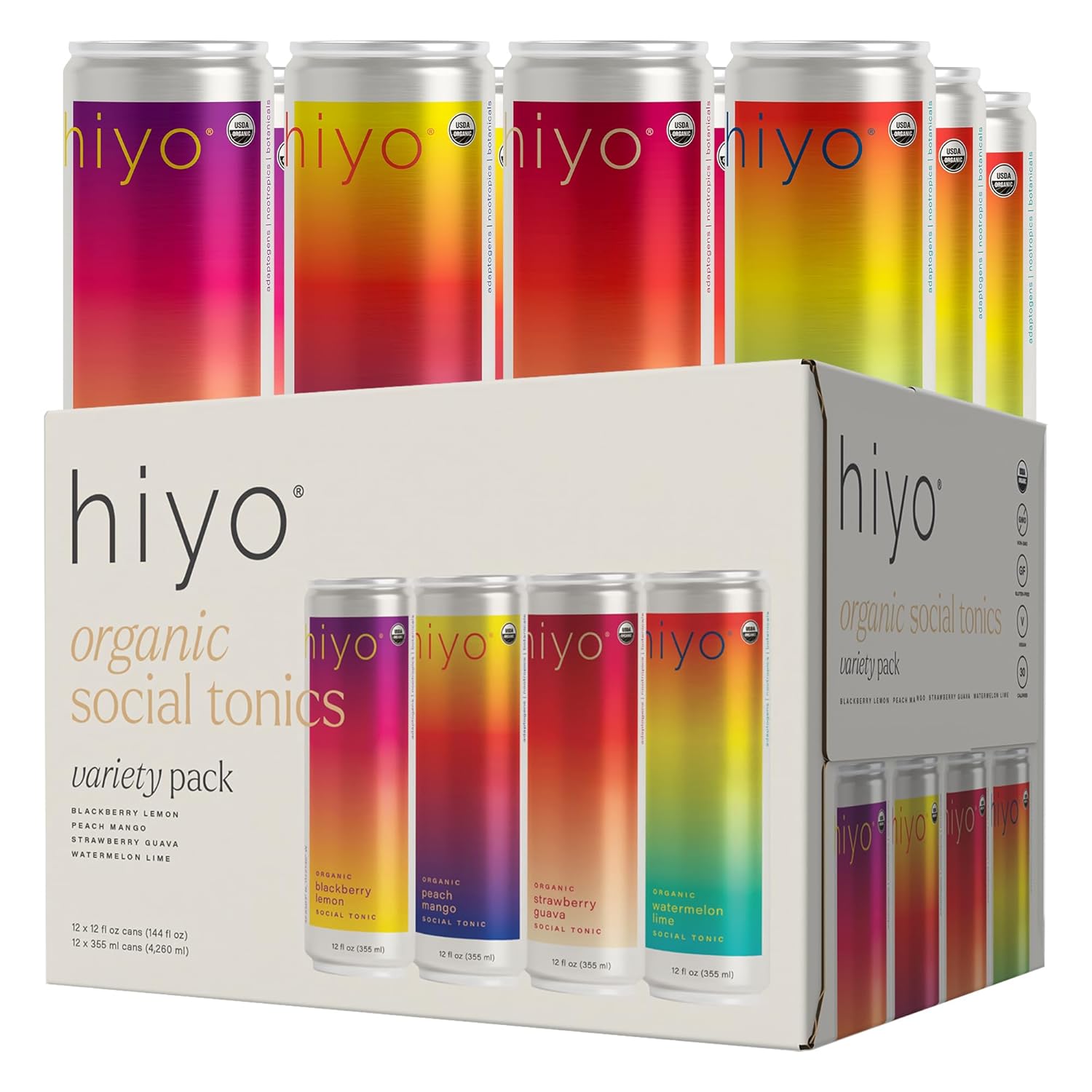 Hiyo Organic Social Tonic Variety Pack (12 pack)