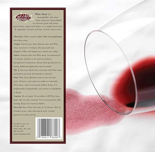 Miniatura 5 de Wine Away - Removedor de manchas de vino tinto para manchas rebeldes - Quitamanchas de lavandería para alfombras, manteles, ropa, listo para usar,