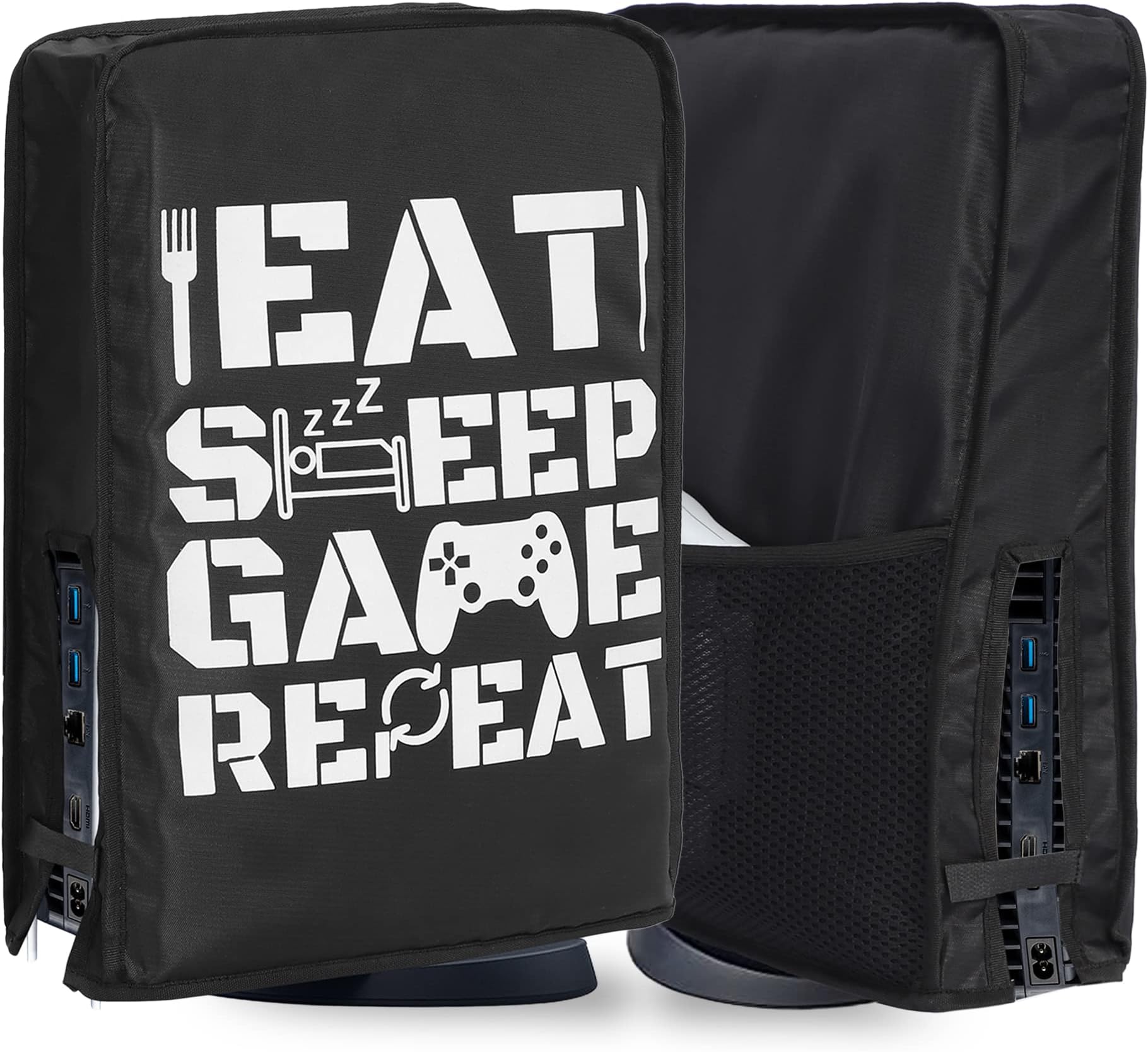 Glitch | Ps5 Dust Cover | Covers For Playstation 5 | Accessories For Console | Three Layer Waterproof Anti Scratch Dust Guard Sleeve | Foam Protection Protector Vertical | Black - Oxford