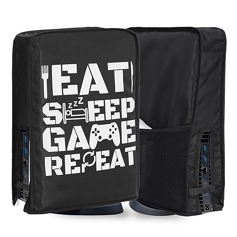 GLITCH | PS5 Dust Cover | Covers For Playstation 5 | Accessories for console | Three Layer waterproof Anti scratch Dust Guard sleeve | digital Edition & Disc Edition | Foam protection Protector vertical | Black