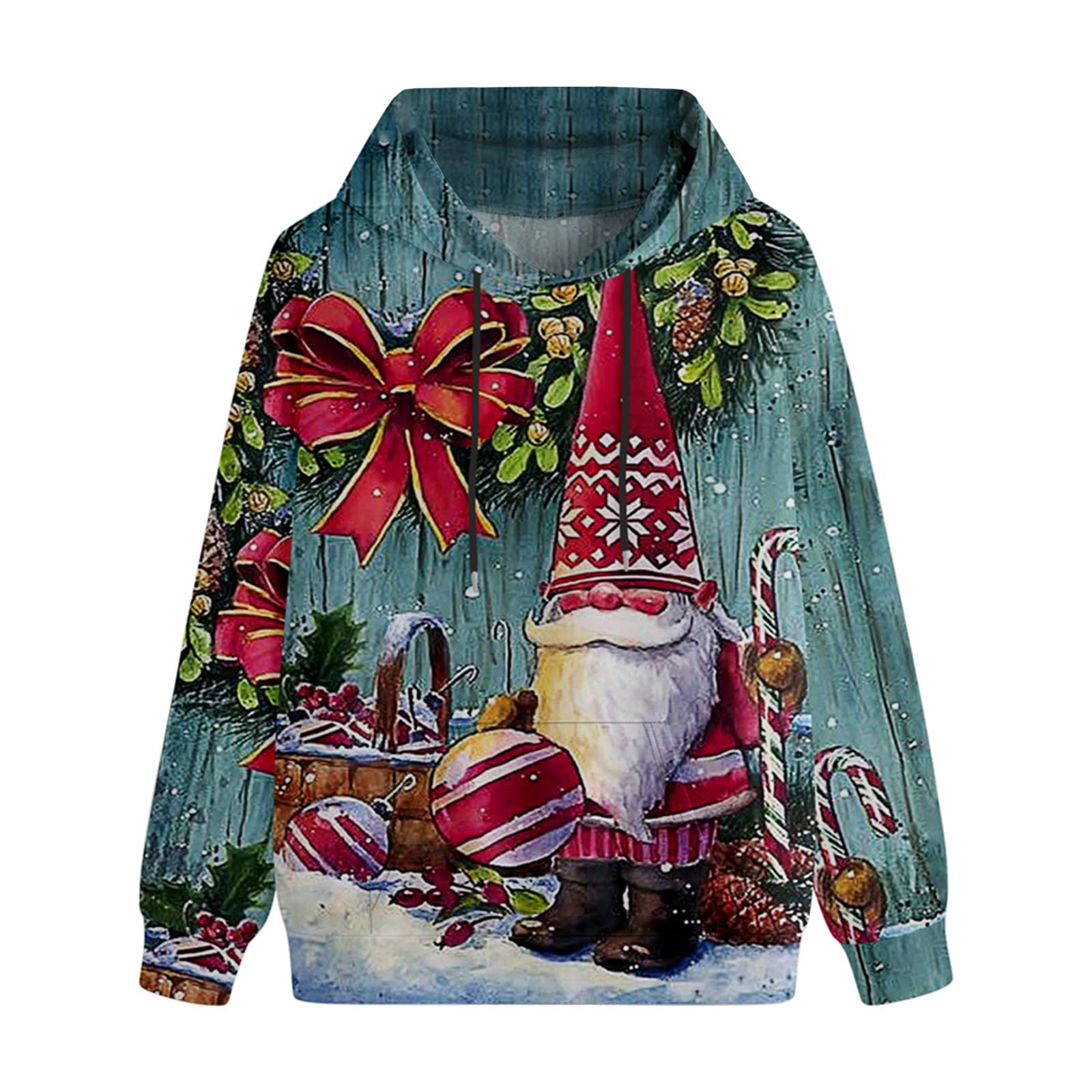 OCCOKO MaleMens Merry Christmasr Leisure Travel Outdoor Sports Chritmas Print Slim Fit Hooded Long Sleeve Sweatshirt