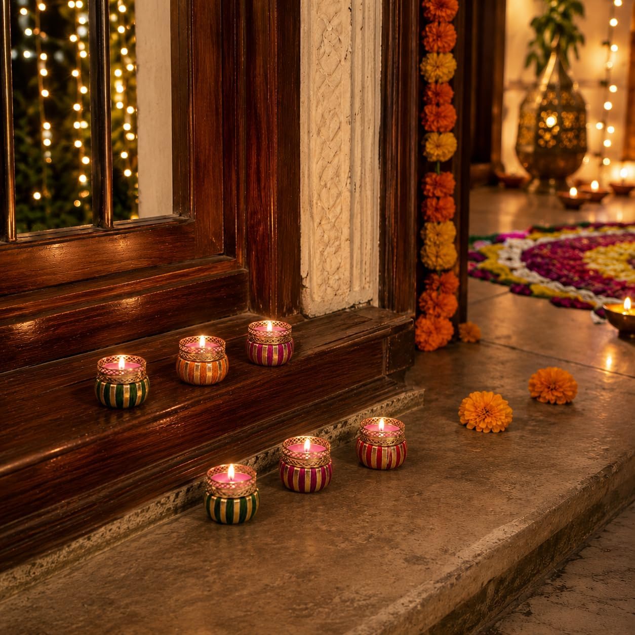Matrika Hand Made Multi Color Candle Holder Matki Design | Set of 6 Candle Holder| Diwali | Christmas | Haldi Kumkum Return Gift | B_CHSM