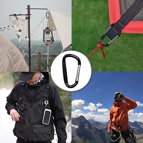 Miniatura 4 de Clips de mosquetón de aluminio de 3 ", hebilla de gancho de mosquetón de llavero con forma de anillo D 12PCS