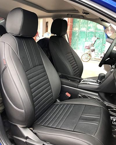 Miniatura 8 de EKR - Fundas de asiento de automóvil a la medida para Honda Civic Sedan, EX-L, EX-T, EX, Touring, LX-P, Sport - Cuero sintético (negro con detalles
