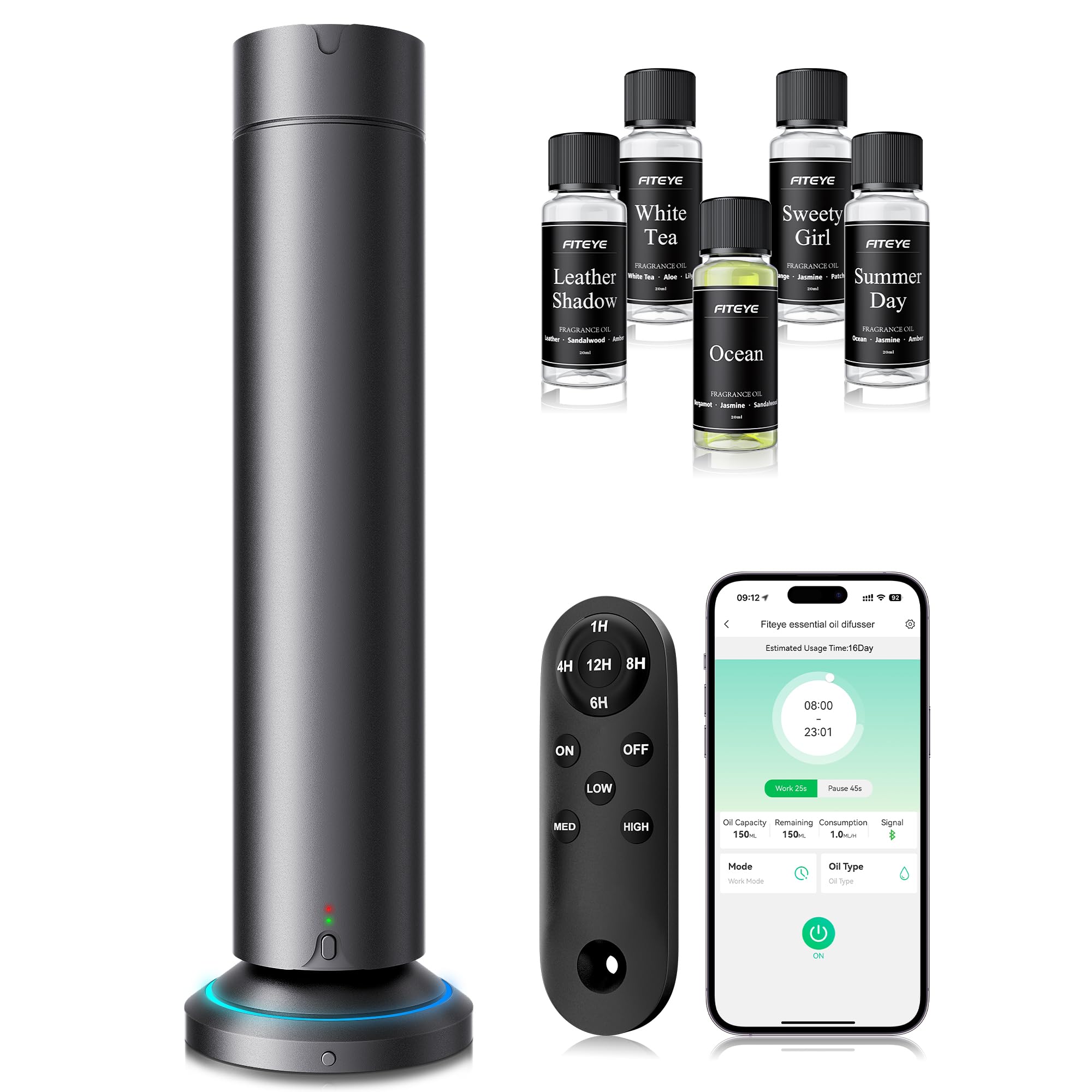 Photo 1 of **Missing the oils** Waterless Scent Diffuser Kit Include 5x20ml Essential Oils, Essential Oil Diffuser for Home, Hotel & Office, APP&Remote Control, Quiet Operation, Pets and Kids Friendly, Max Coverage 1500 Sq Ft